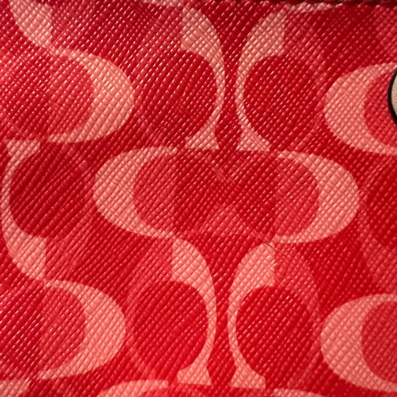 Coach Signature Print Red and Pink Wristlet - Picture 13 of 13
